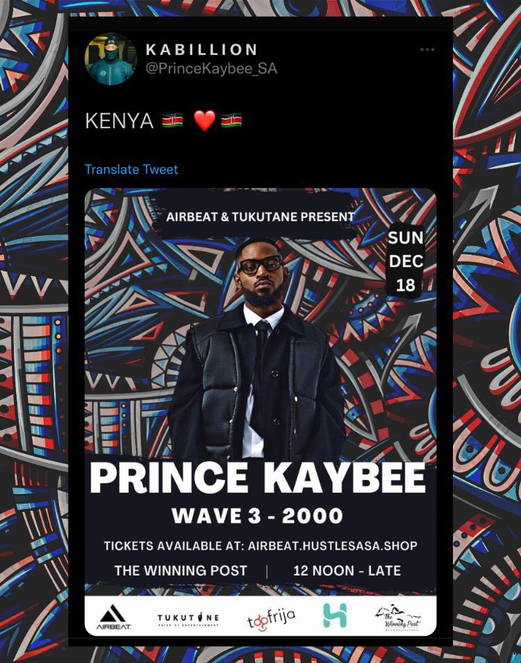 Make sure to buy your LIMITED wave 3 tickets going for 2000. Brought to you by 
<a href="/AirbeatLLC/">AIRBEAT</a> X @tukutane__ent

@jackdanielskenya
<a href="/winningpostke/">winningpostke</a>

airbeat.hustlesasa.shop/?fbclid=PAAaap…