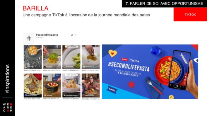 We_are_com's tweet photo. La marque @Barilla sensibilise contre le gaspillage alimentaire, tout en proposant de délicieuses recettes, avec le hashtag #SecondLifePasta, sur TikTok. Au total ? Cette campagne de #communication innovante a généré plus de 82 millions de vues. #ClubWeAreCOM #TendancesCOM 2023 https://t.co/CU6sleqBi6