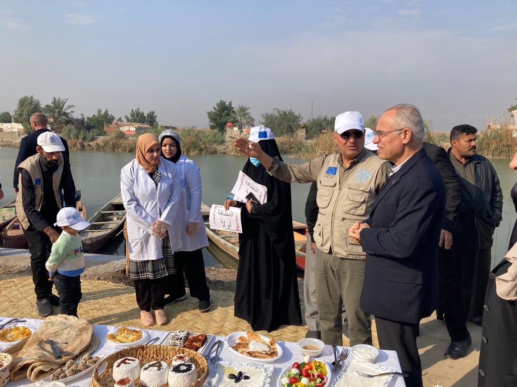 FAOIraq's tweet photo. 📢📢📢 #HappeningNow @FAOIraq & DSRSG/RC/HC @G_Isaczai visiting @EUinIraq funded project sites in #Ahwar south #Iraq that provides a lifeline for thousands of struggling farmers and buffalo breeders residing in marshlands & and affected by #climatechange https://t.co/gkMqEKV1Pk
