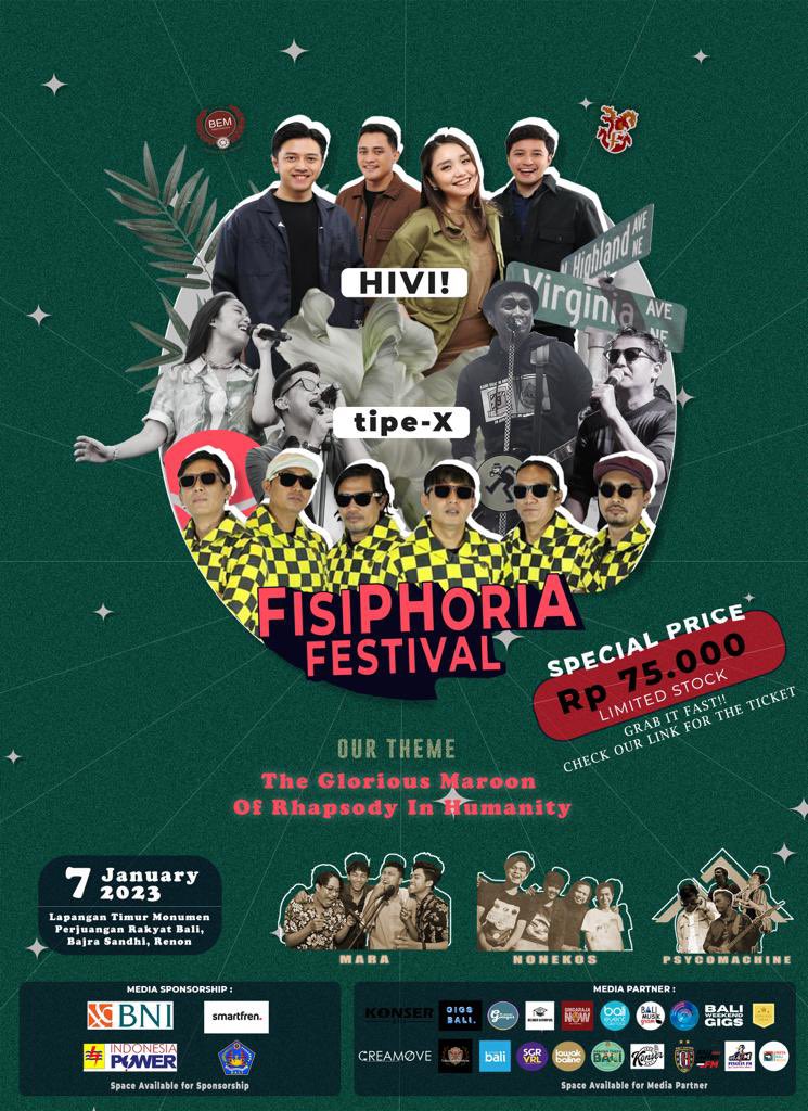 unudmenfess's tweet photo. [YOU INVITED TO FISIPHORIA FESTIVAL!]

Ikan cucut ama ikan fugo makan kedondong
Hallo kamu yg cute, main ke FF doung...
Tiketnya cuma 75k , tapi bisa nonton HiVi ama Tipe-X!
So, save the date! 
📆: 7th January 2023 
📍: Bajra Sandhi, Timur Monumen Perjuangan Rakyat Bali, Denpasar https://t.co/Gt5QN0YXCA