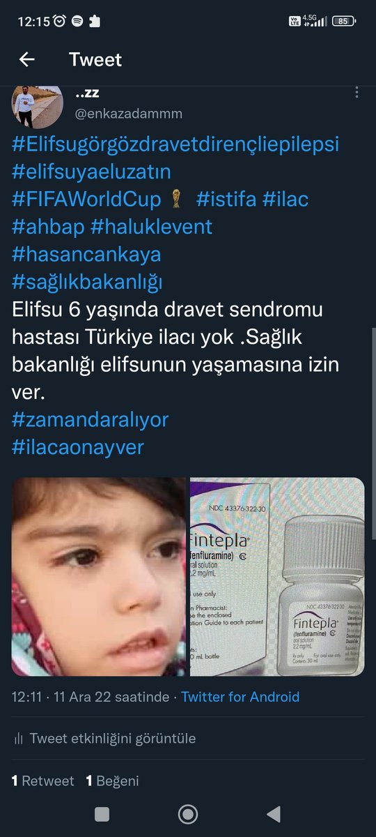 rumimevlana21's tweet photo. Elifsu tedavi olabilmek ve hayati fonksiyonlarinin gecirecegi nöbetlerden dolayı durmamasi için ilaca ihtiyacı var ELIFE SES VER TÜRKİYE #gramaltın https://t.co/X3VkGwGX9n