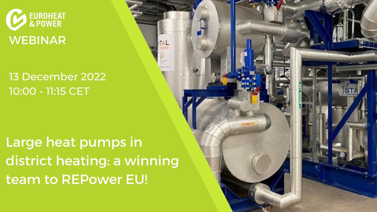 EuroheatPower's tweet photo. Live 🔜: Large heat pumps in district heating: a winning team to REPower EU!

Do you want to know why large heat pumps are the perfect fit for deployment in #district #heating?

🎯Join us on Zoom- https://t.co/e6ikTD4sBW https://t.co/cJ7XLmeQZy