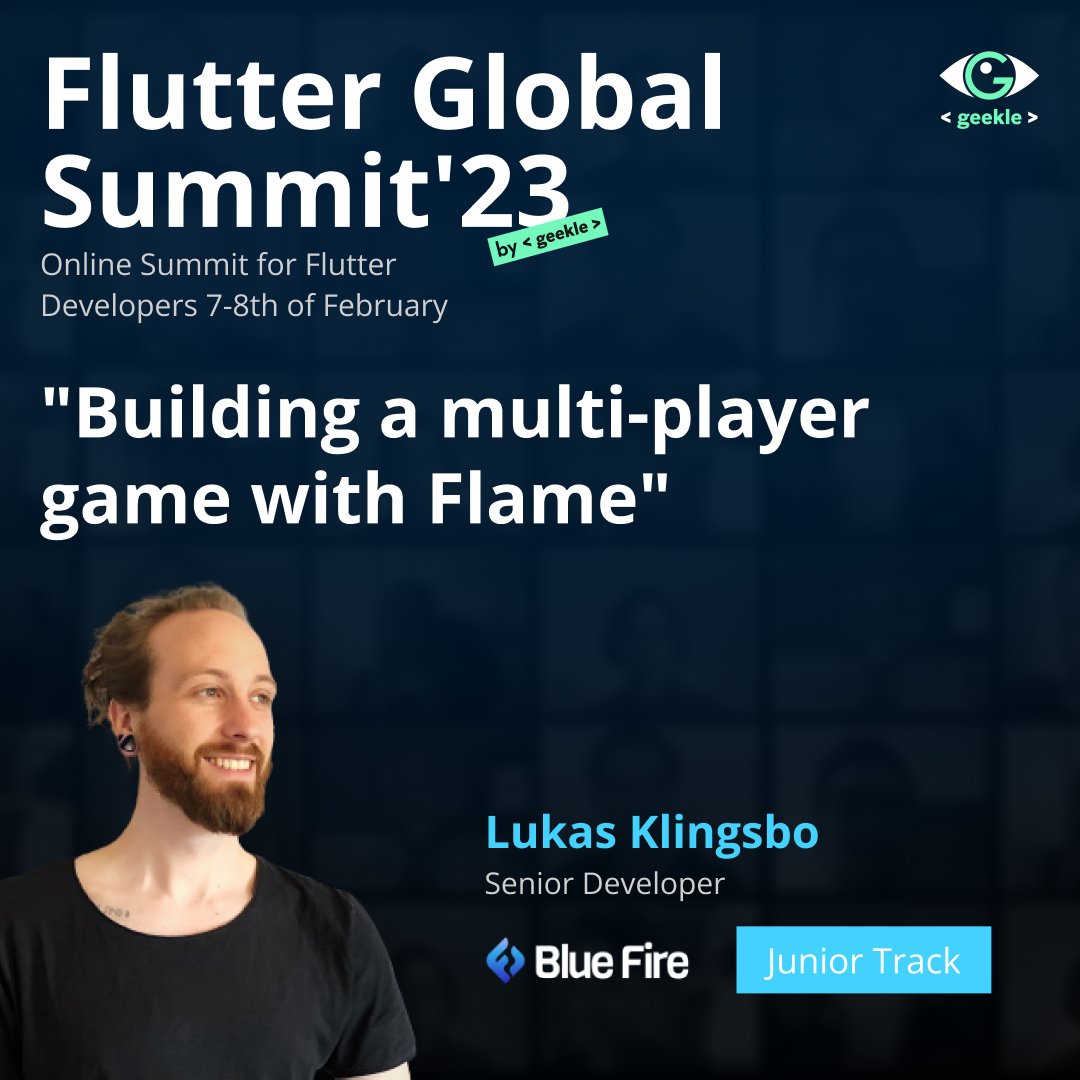 FlutterSummit's tweet image. Lukas Klingsbo is a Senior Developer at Blue Fire💭
💥Multiplayer gaming can be quite a complex topic.
💥In this talk we will demystify this and show different techniques of making multiplayer games in Flutter and Flame.
Buy your ticket via events.geekle.us/flutter23/