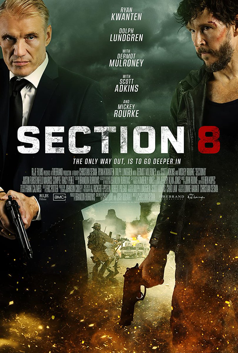 KFMovieGuide's tweet image. The #YearInFu 2022: #Section8 - directed by #ChristianSesma; starring #RyanKwanten, #DermotMulroney, #DolphLundgren, #TracyPerez, #MickeyRourke and #ScottAdkins.
.
bit.ly/Section8KFMG