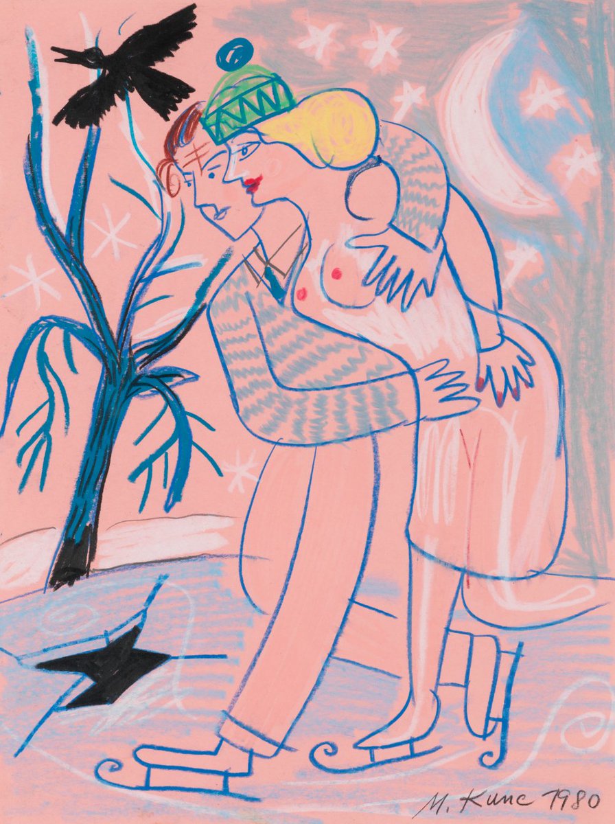 loveandcollect's tweet photo. Vous le savez, Milan Kunc est un artiste que nous aimons, à la fois puissant et léger, historique et si actuel. L’amour est au centre de son art, qui s’empare du kitsch pour mieux le détourner. Ce dessin est si réjouissant et si juste, célébrant la force invincible de l’amour. https://t.co/mAOsxaGYD9