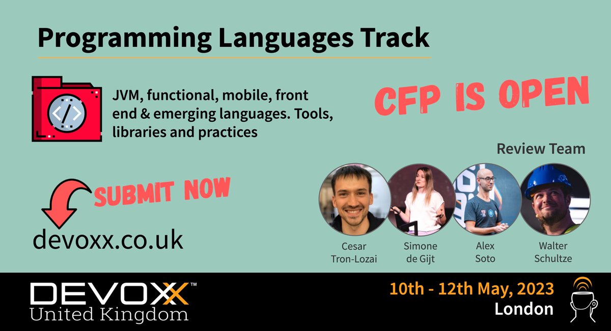 The CFP for #DevoxxUK2023 is open and talks are rolling in. 

Make sure you get your talk in for review by January 10th.

👉 devoxx.co.uk