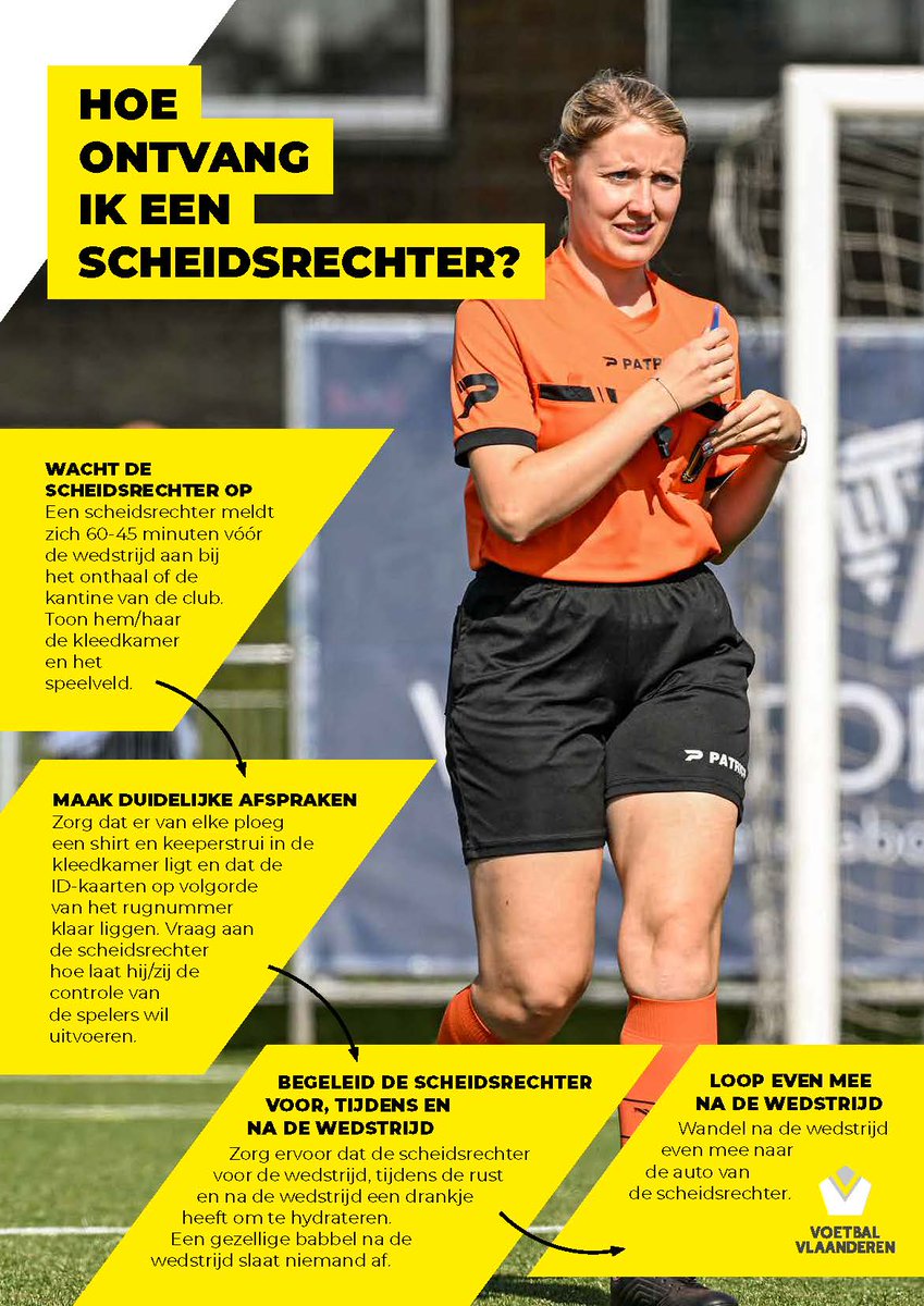 Voetbal_VL's tweet image. Hoe ontvang je een scheidsrechter op de club en zorg je ervoor dat hij of zij zich welkom voelt? 👐
💡 We geven graag wat handige tips mee, want: 𝗡𝗼 𝗿𝗲𝗳, 𝗻𝗼 𝗴𝗮𝗺𝗲! 
✅ bit.ly/WelkomScheids
#voetbalvlaanderen #norefnogame #bedanktscheids #referee #club