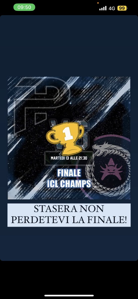 NON PERDETEVI LA FINALE DELL’ICL CHAMPS!
<a href="/esport_pulsar/">Team Pulsar eSports A.S.D.</a> <a href="/Axolotl_Esports/">Axolotl Esports</a>