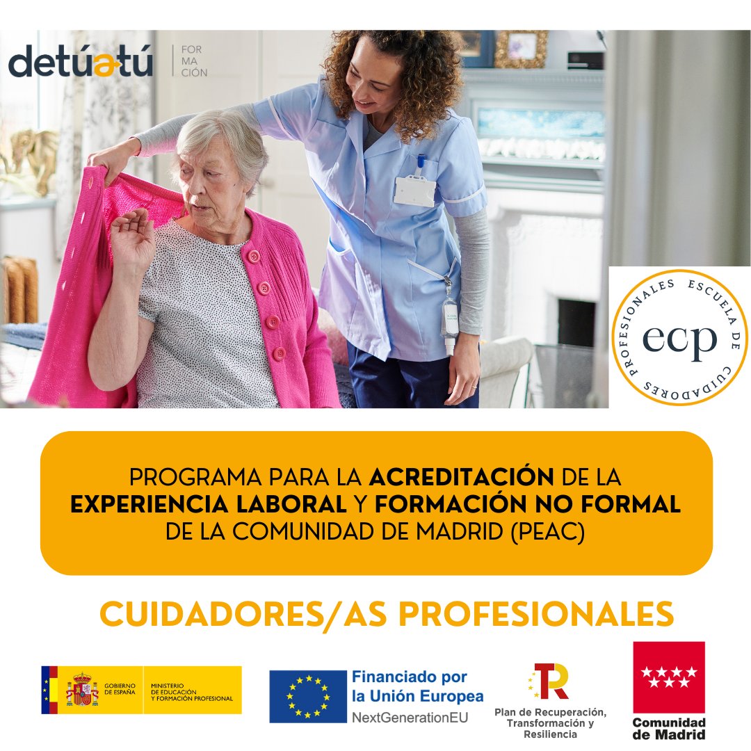 escuelaecp's tweet photo. Programa de acreditación para cuidadores/as profesionales - https://t.co/hmxZRmLxvl...
El 31 de diciembre de 2022 vence el plazo de validez de las habilitaciones excepcionales para profesionales de los cuidados.
Aprovecha la oportunidad y acredita tu experiencia laboral. https://t.co/PFTbLyFGFl