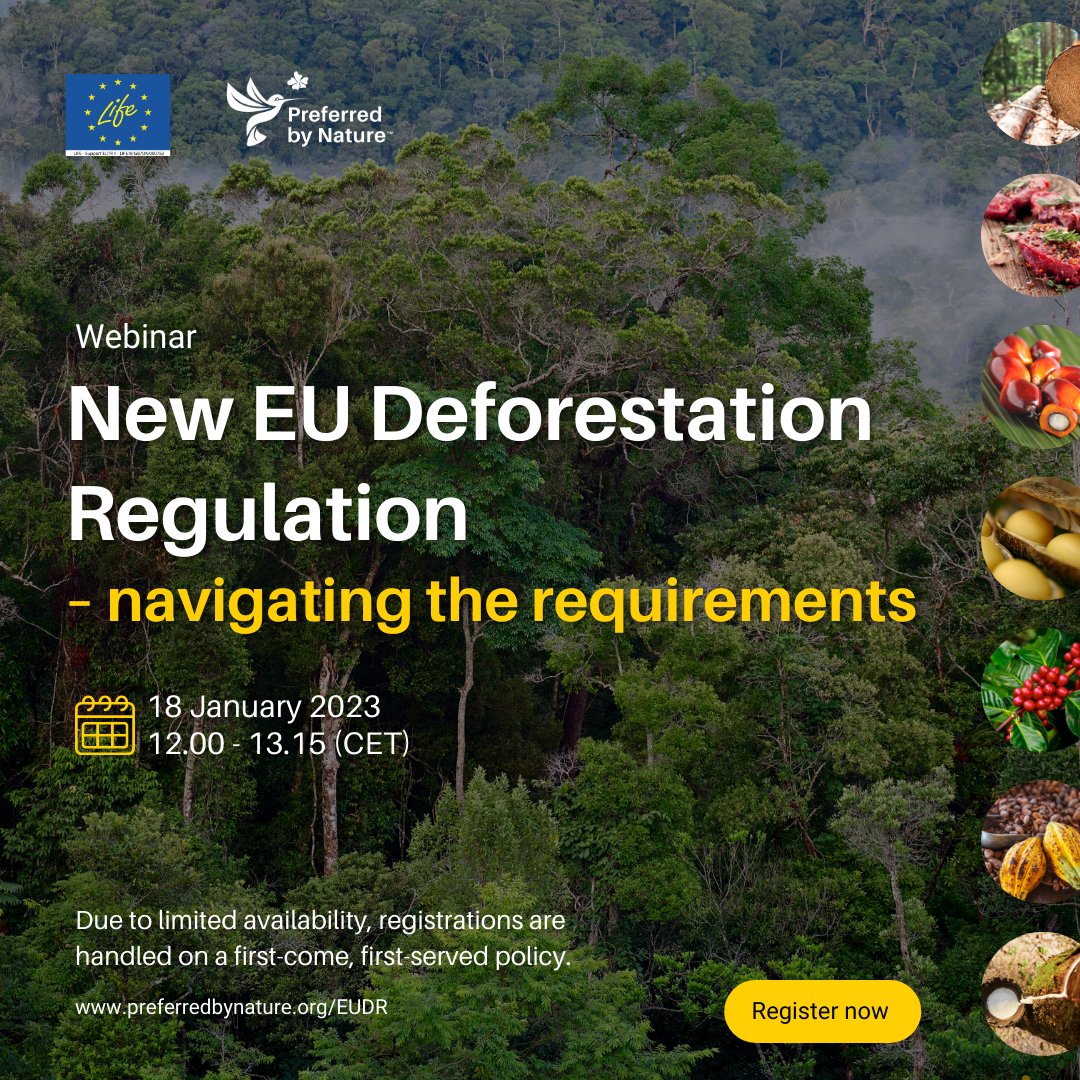 Are you aware of the new EU #Deforestation Regulation? Do you need to understand the requirements and what they mean in practice? 

Join us in this upcoming #webinar, where our experts will be breaking it down for you! Don't miss out – sign up today: bit.ly/3HstuTH
