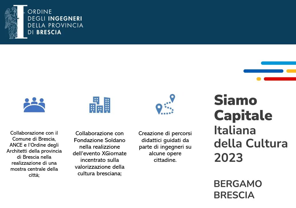 SPECIALE TELEVISIVO

"ORDINE INGEGNERI BRESCIA: VERSO BERGAMO BRESCIA CAPITALE CULTURA 2023"
 
ORARI MESSA IN ONDA:
Teletutto venerdì 16/12 ore 22:10
Teletutto2 domenica 18/12 ore 21:00

Stay tuned!