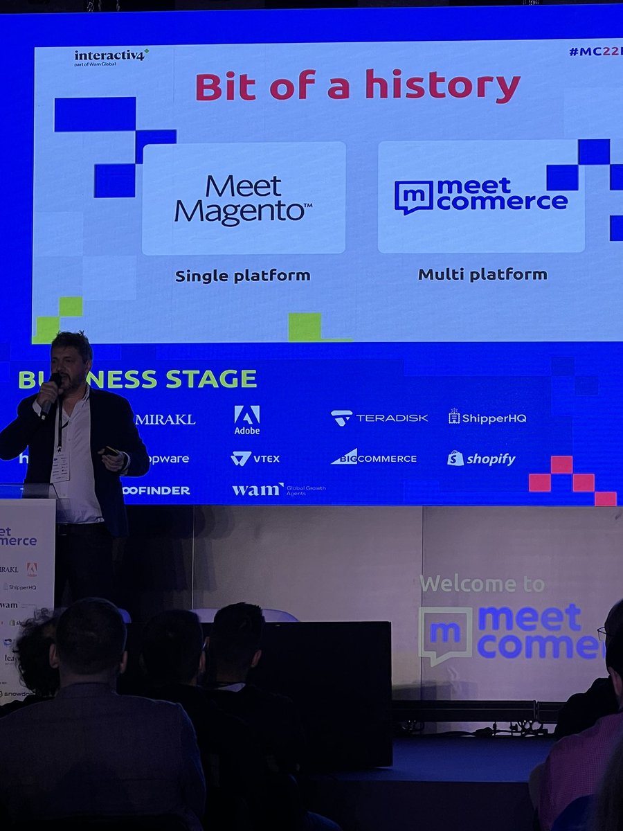 raybogman's tweet photo. @ignacioriesco history lesson #meetmagento -> #meetcommerce #MC22ES https://t.co/VmKlSKE7y9