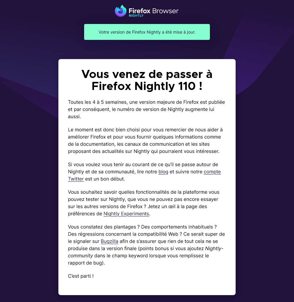 MozillaZineFr's tweet photo. Vous venez de passer à @FirefoxNightly 110 ! #JourDeSorties https://t.co/ghRuMRkqbc