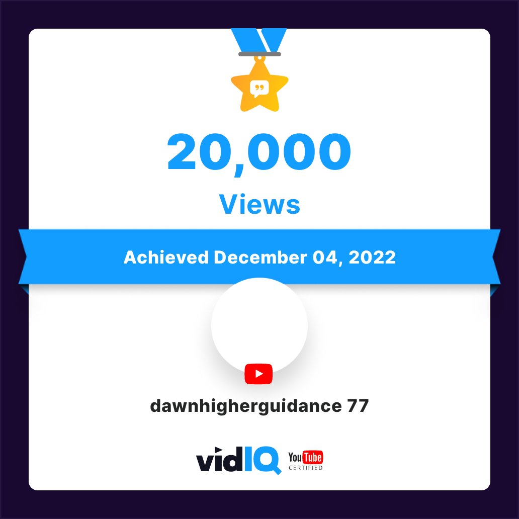 dawnhigher7's tweet photo. 🏆 My YouTube channel achieved 20,000 views on 4th December 2022!
#dawnhigherguidance77 💙🥰✨ https://t.co/pwiEJP7dOX