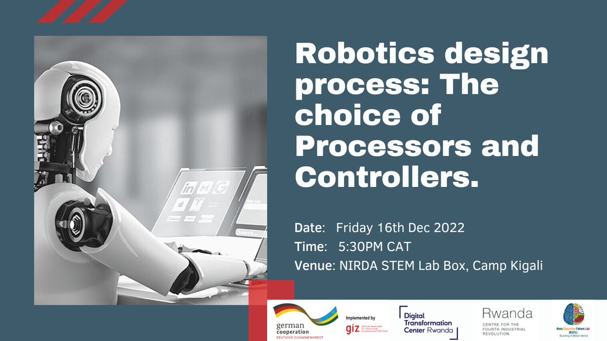 DigiCenterRW's tweet photo. Curious about the work happening at @RwandaIndustry #STEM Lab box? Join us for our #robotics Community of Practice meet-up happening this Friday, 16th at 5:30PM CAT. The meet-up will also feature a conversation with @c4ir_rw's Joris Cyizere and @kezahub's Ernest Niyigena. https://t.co/VeHVicna47