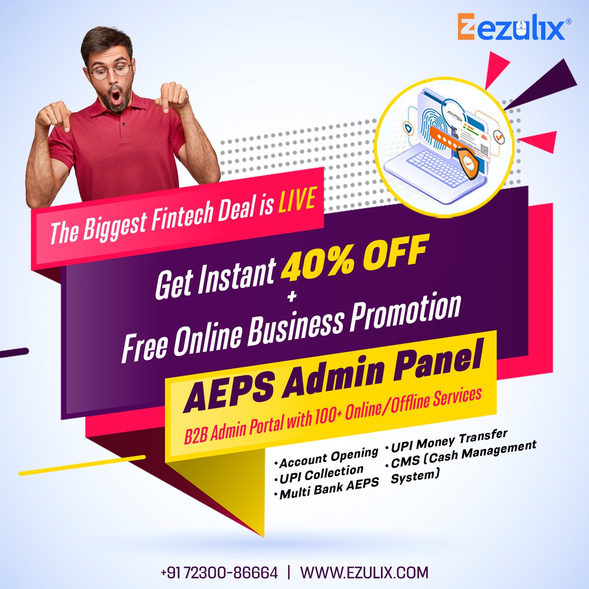Ezulix_Software's tweet photo. The Most Awaited Offer is LIVE Now!!!!! https://t.co/Ga2zjyTNUR
Get over 100+ Services in your own B2B Admin Portal with Online Promotion – That Too Absolutely FREEEEEEE…
To Avail of this Biggest Fintech Deal of 2022
Contact Us at (+91) 7230086664
#ezulix #aepssoftware https://t.co/ORCUNS34sO