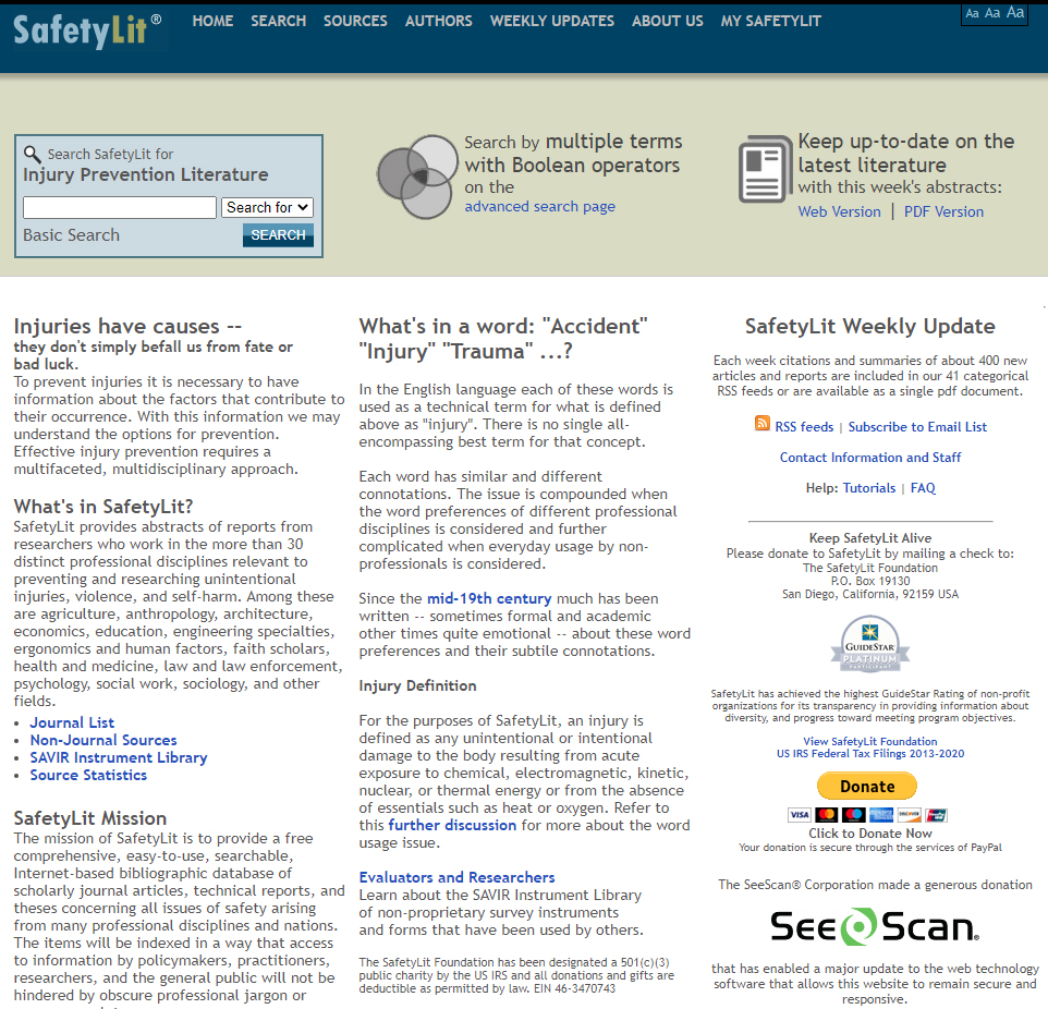 WorkIngSafeBO's tweet image. SafetyLit Injury Prevention Literature Update &amp;amp; Archive Database. Database per la prevenzione e la protezione da infortunio. 
safetylit.org 
#sicurezzasullavoro #safetyfirst
