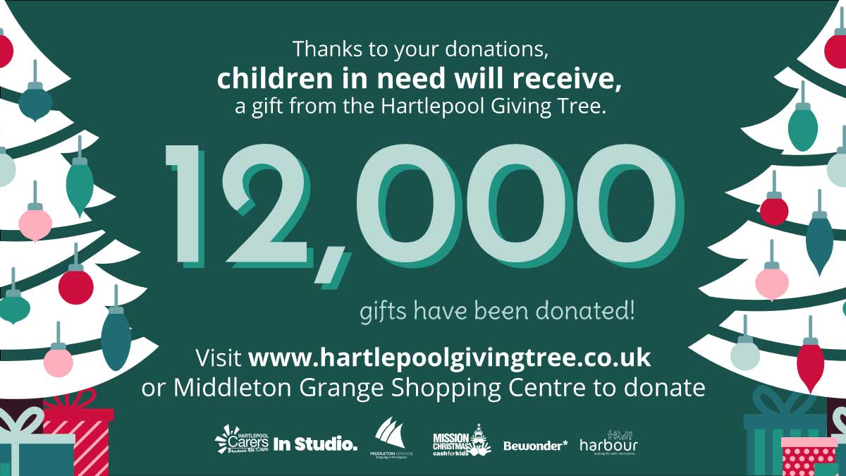 Hartlepool Giving Tree (UK-Wide) (@hartlepooltree) on Twitter photo Thank you for 12,000 gift donations. There will be tags on the website until Wednesday 14th December. Pick a tag from hartlepoolgivingtree.co.uk and donate a gift to a child in need. You can take your donation to the drop off point at <a href="/MiddletonGrange/">Middleton Grange</a> until 20th December. Thank you for 12,000 gift donations. There will be tags on the website until Wednesday 14th December. Pick a tag from hartlepoolgivingtree.co.uk and donate a gift to a child in need. You can take your donation to the drop off point at <a href="/MiddletonGrange/">Middleton Grange</a> until 20th December.