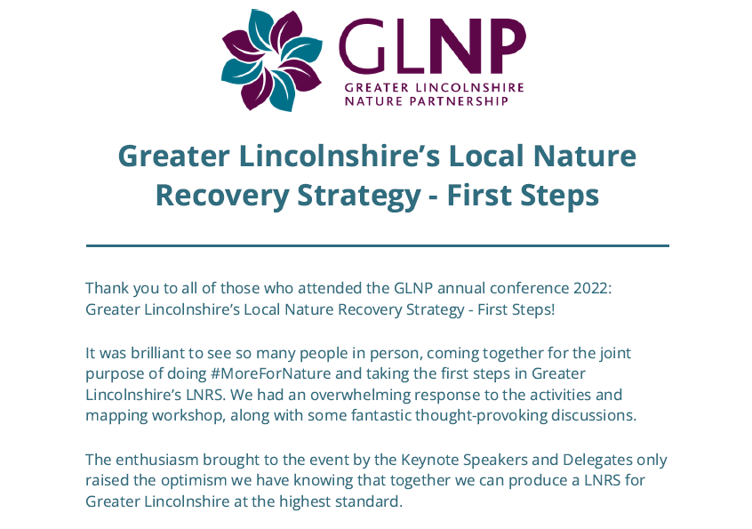 GLNPnature's tweet photo. Our latest version of the GLNP Newsletter is out! 

This edition we summarise the GLNP annual Conference 2022: Greater Lincolnshire’s Local Nature Recovery Strategy – First steps

Make sure you don’t miss out, sign up to the Newsletter here 👉 https://t.co/QXet8xeTug https://t.co/aAq43ANNPO