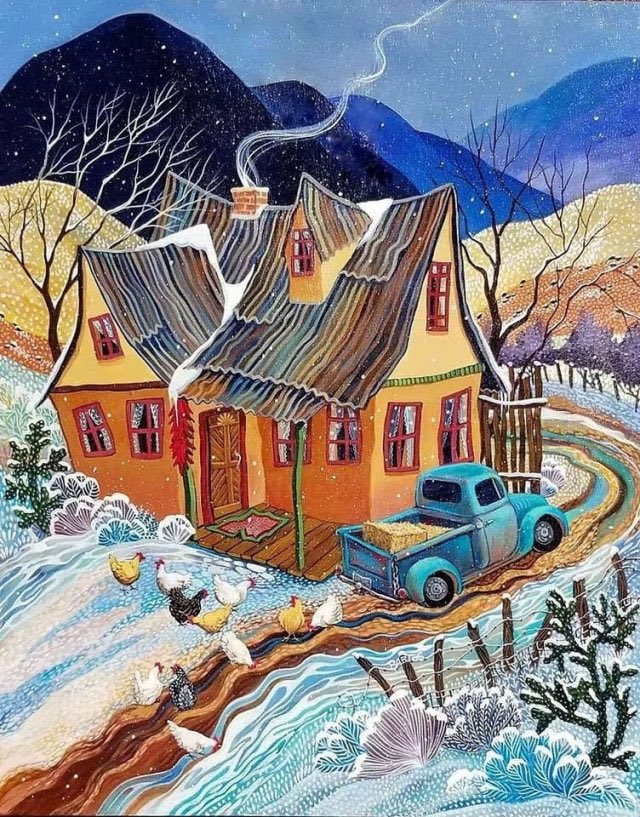 helidona1's tweet image. Sally Bartos
—Blue Truck in Winter