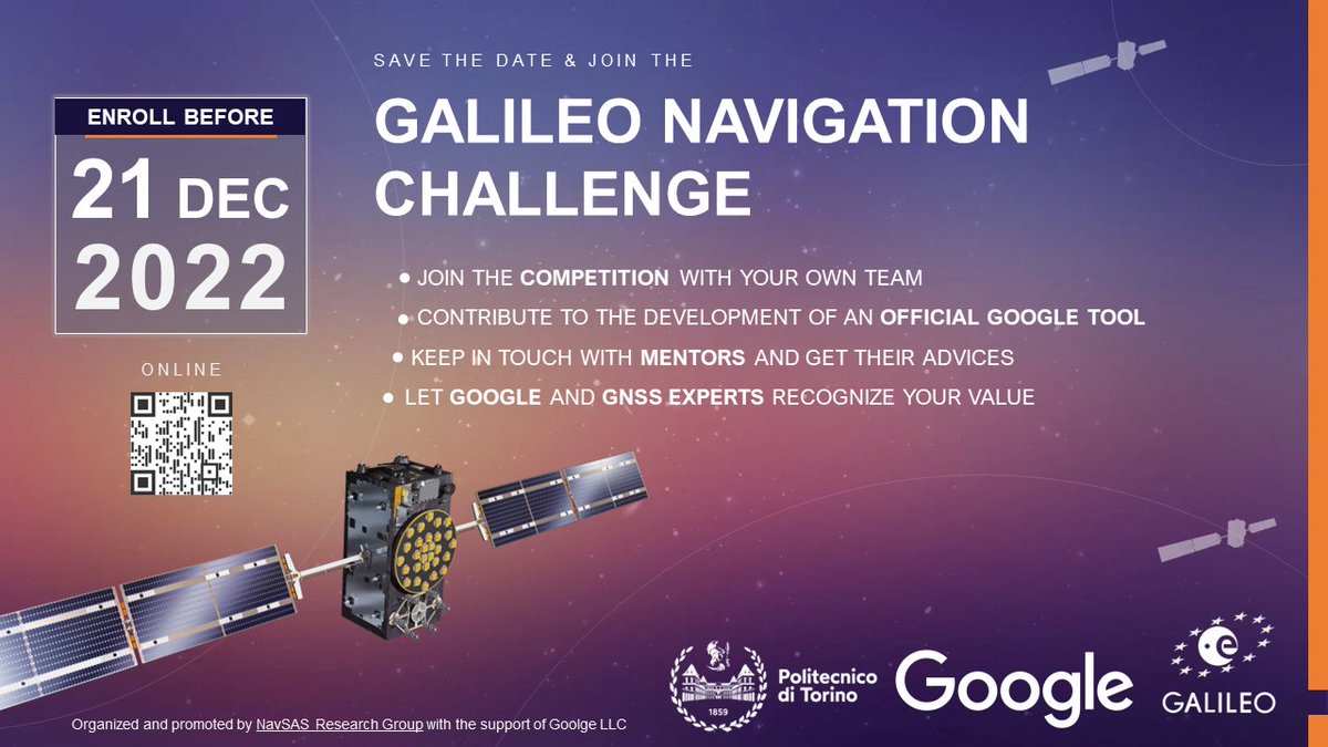 Do you want to contribute to develop a Google Tool for positioning and navigation using #Galileo raw measurements in #android smartphones? Join the challenge!