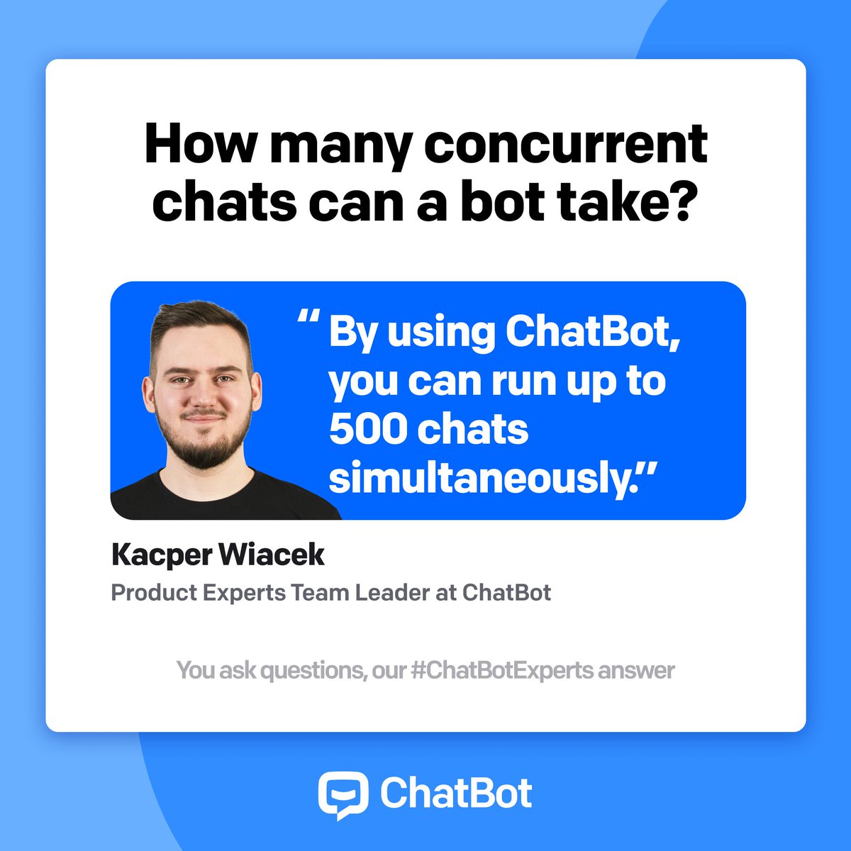 Chatbotcom's tweet photo. Have questions about #chatbots you've never asked? Now is the perfect time. ⤵

 It’s simple - you ask questions and our #ChatBotExperts answer.

Don't hesitate to ask if you want to know more about chatbots. Our experts are here for you 🙌

#AskOurExperts #Bots #AI https://t.co/CK6NQ2LKGT