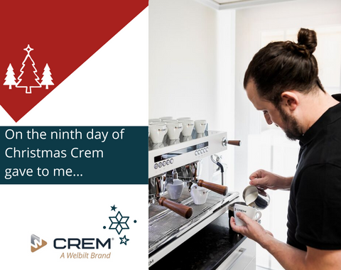 On the ninth day of Christmas <a href="/crem_coffee/">Crem</a>  gave to me…a cappuccino for tired customers!

With it's cool touch steam wands, the Crem #EXLine is here to help keep your teams hands safe from hot steam and your customers coffee cups full. 

#WelbiltUK #AliGroup