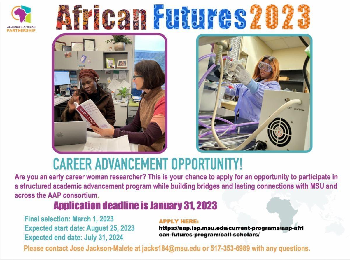 [Call for Application] The African Futures Research Leadership Program call for scholars is Now Open! Apply before January 31, 2023 👇aap.isp.msu.edu/current-progra…