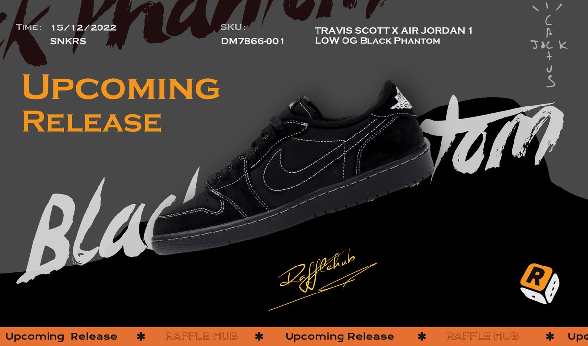 Restock Reminder 📢

Grab the last chance to join us this year before the Travis Scott X AJ 1 Low OG "Black Phantom"  release !!

⏲️Restock Time: 14/12/22 🔟AM  &amp; 7⃣PM SGT
🌋Restock Server: discord.gg/XGNe4JnVUe

To win a Renewal Key by
1⃣ RT &amp; Like
2⃣ Join our restock server