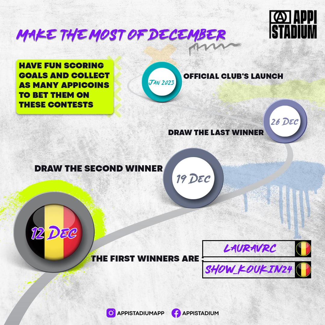 AppistadiumApp's tweet photo. Two new competitions are in the app until 19 December!

Bet the AppiCoins you've accumulated in the two new competitions for a chance to win a Nintendo Switch Oled or a Samsung Galaxy Watch4 connected watch! 🎁

In January, AppiStadium will officially launch to professional clubs https://t.co/nws7WThVDk