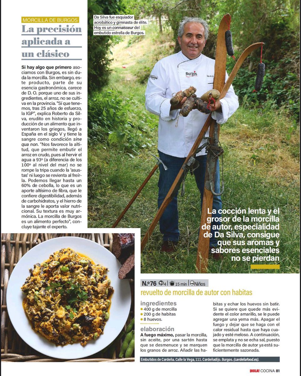 🗞️🗞️ “La #MorcilladeBurgos es un alimento perfecto” Podéis leernos en el #EspecialCocina de la revista @hola y disfrutar de nuestra receta de #MorcilladeAutor con habitas 🙌🏻