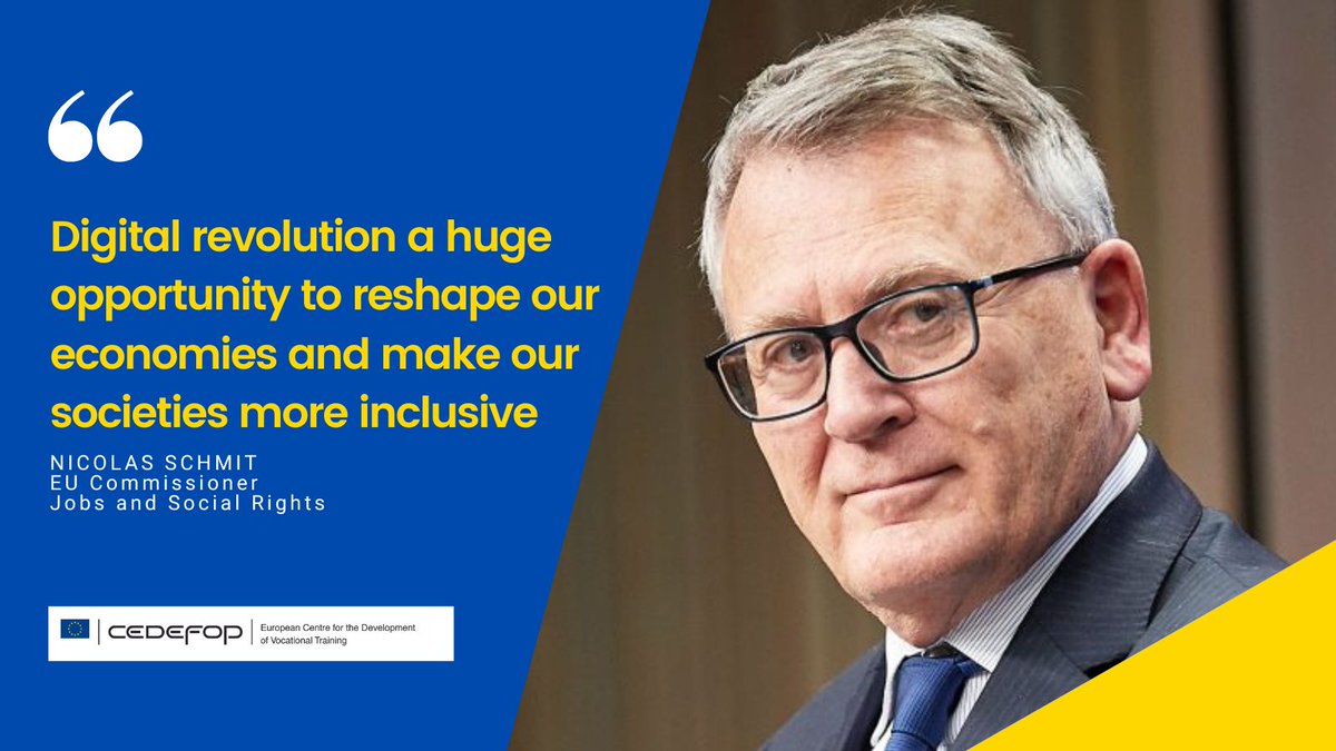 Cedefop's tweet image. 🔹🔸 Powering the 🇪🇺 digital transition – day 3️⃣

@NicolasSchmitEU
Digital skills needed to make us more productive and meet future challenges.

#ESJS2 #ESJSurvey #digitalisation