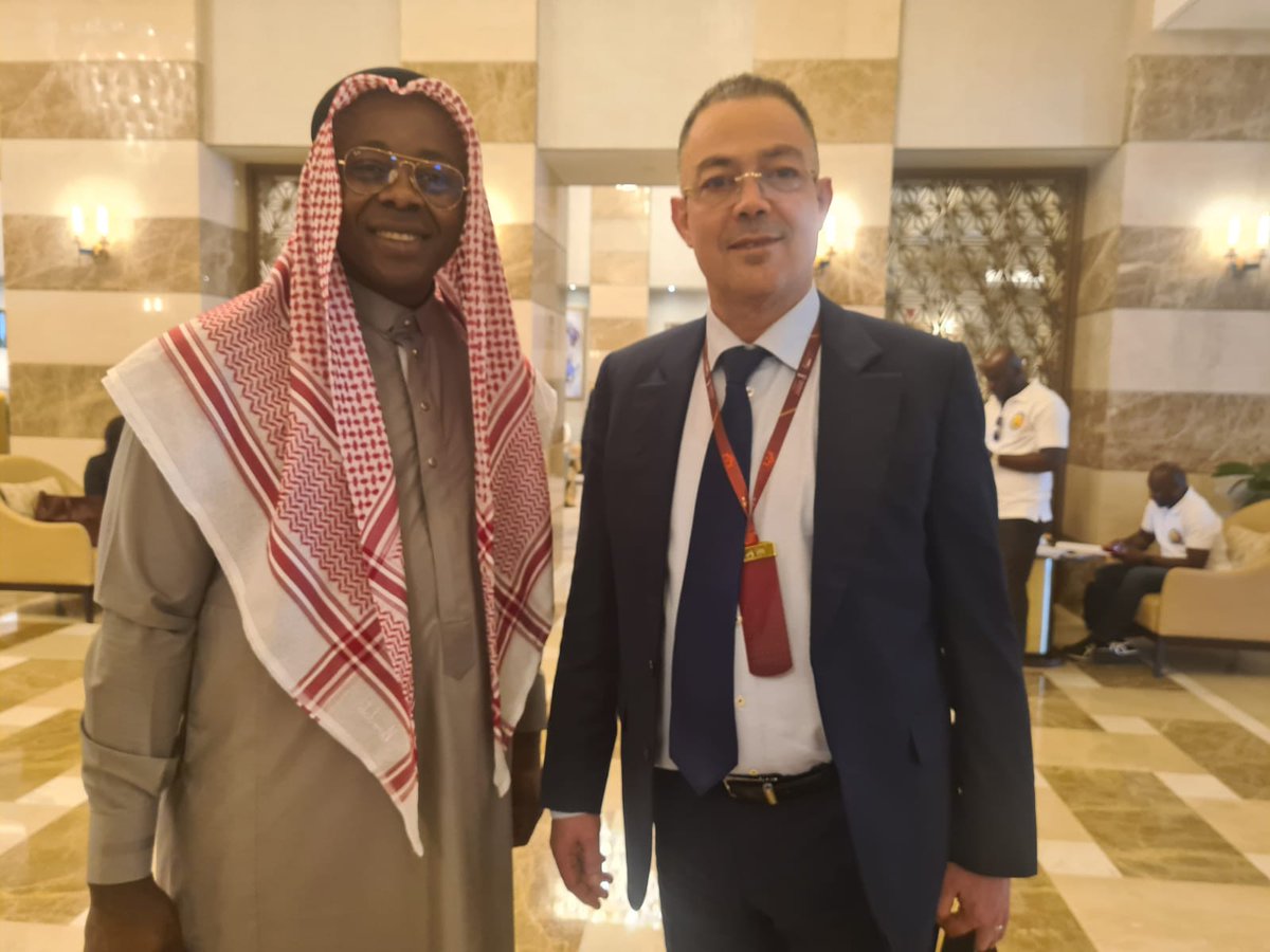 VCWCNetwork's tweet photo. Our President @FredSiewe today in Doha, Qatar, on the sidelines of the @FIFAWorldCup ⚽️ #Qatar2022 with the President of the @FRMFOFFICIEL 🇲🇦 Mr. @FOUZI_LEKJAA

#VCWC2024 #LegendsInRwanda https://t.co/igaVPOUrLi