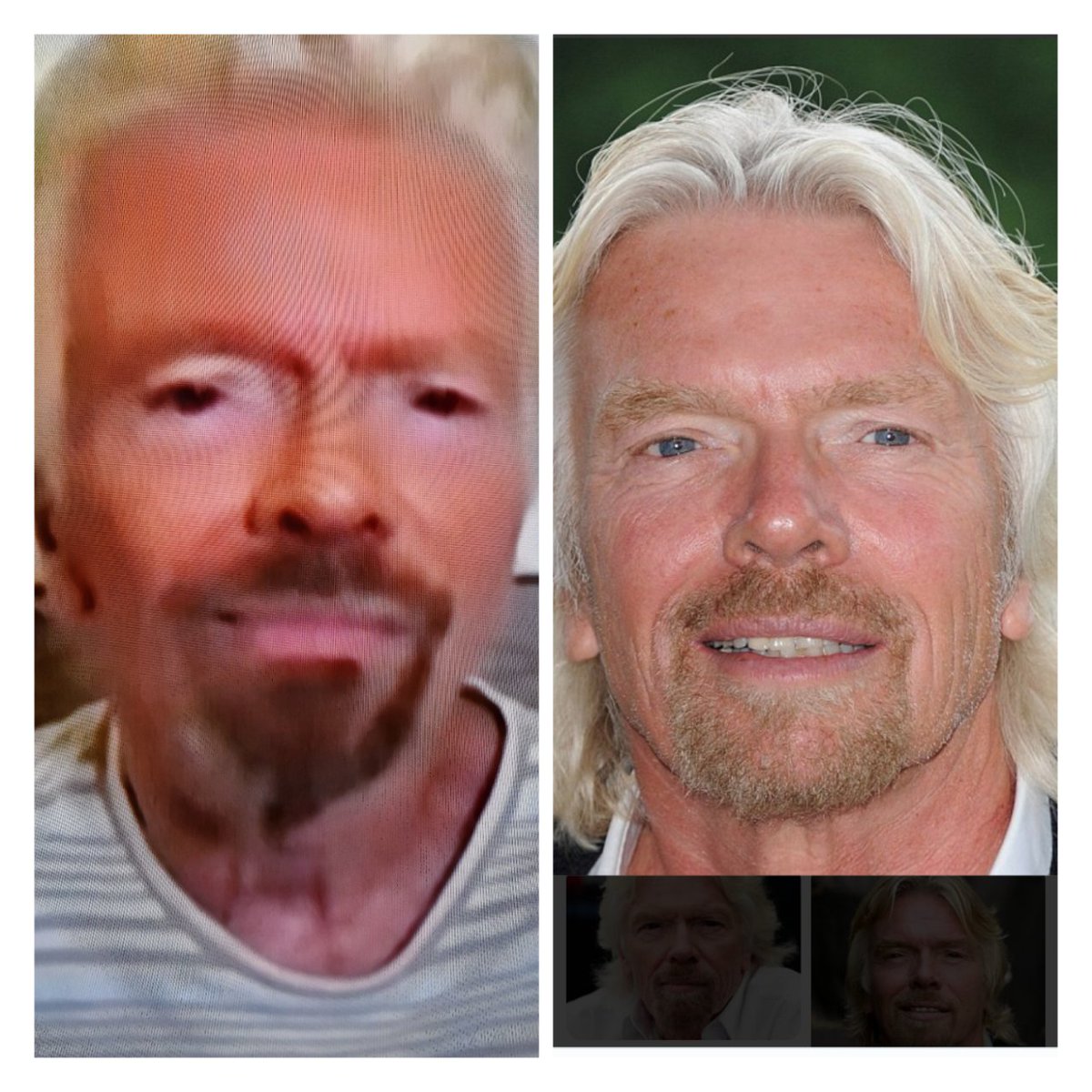 judyboo's tweet image. Whats going on with Richard Bransons eyes.  #differentcolour #alien