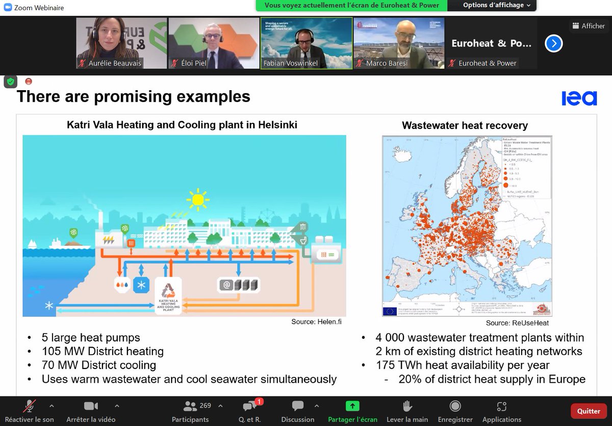 ABClimate's tweet photo. 260+ people tuned in to discuss the - greatly overlooked - benefits of large #heatpumps + #heating &amp; #cooling networks🤩

@IEA's Fabian Voswinkel recalls the big potential to decarbonise densely populated areas &amp; reduce #electricity #peaks w/ #renewableheat &amp; #wasteheat sources🍀 https://t.co/OfcGms2Yqe
