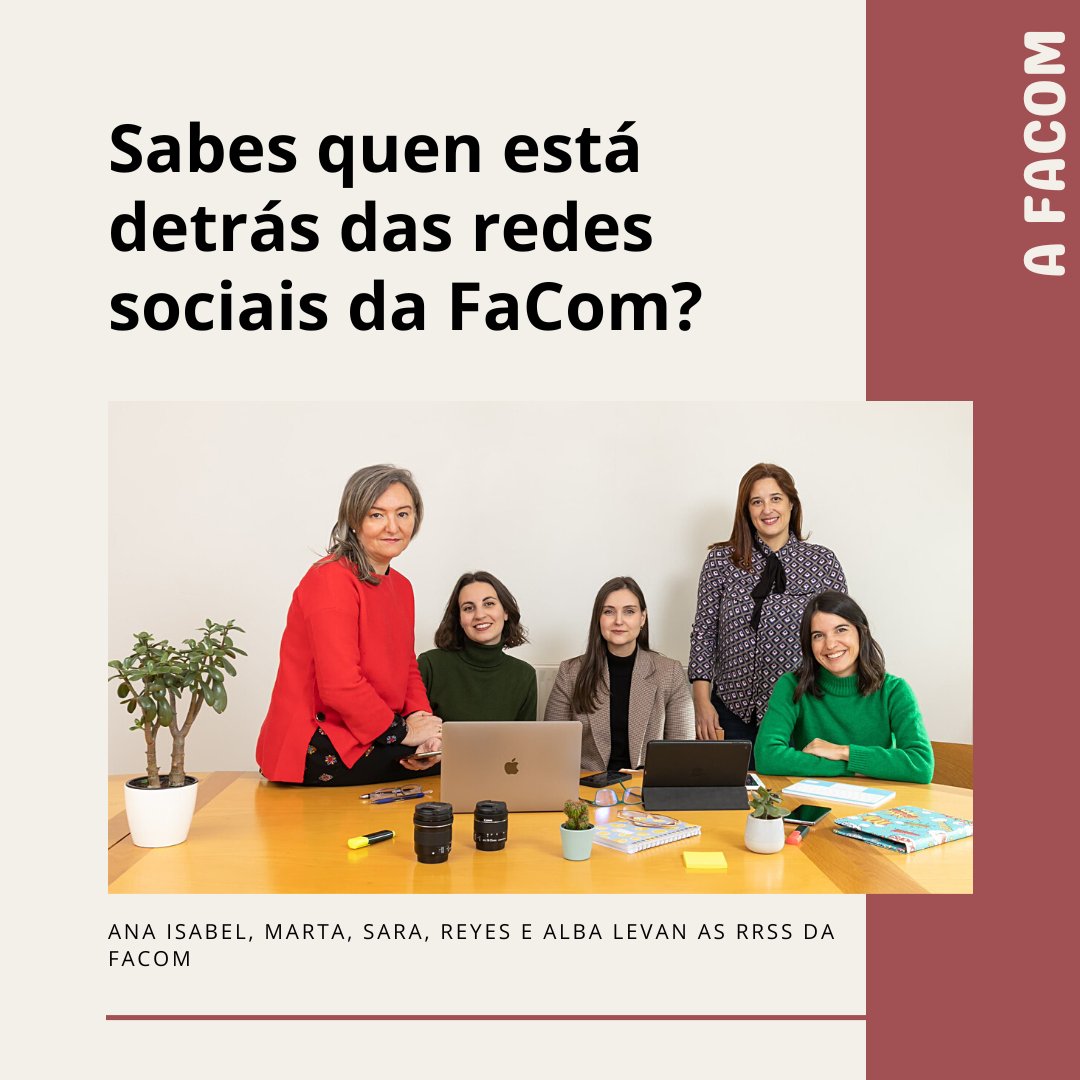 Ola! 👋 Hoxe toca que nos presentemos!

A semana pasada preguntámosvos cantas persoas pensabades que había no equipo de redes da FaCom, e xa vistes que somos 5 👩🏻‍💻

➡️ Somos Ana Isabel Rodríguez Vázquez, Marta Rodríguez Castro, Sara Pérez Seijo, Reyes Abad e Alba Silva Rodríguez.