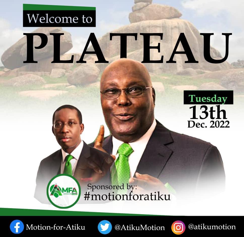 yournemezz's tweet photo. The Tin mining state receives the presence of the incoming president @Atiku and the VP @IAOkowa . Join us as we march to # RecoverNigeria, as one we can get it done. #AtikuOkowa #RecoverTogetherRecoverStronger #RecoverPlateauWithAtiku #motionforatiku #Atikulated https://t.co/7a53Vghw6Q