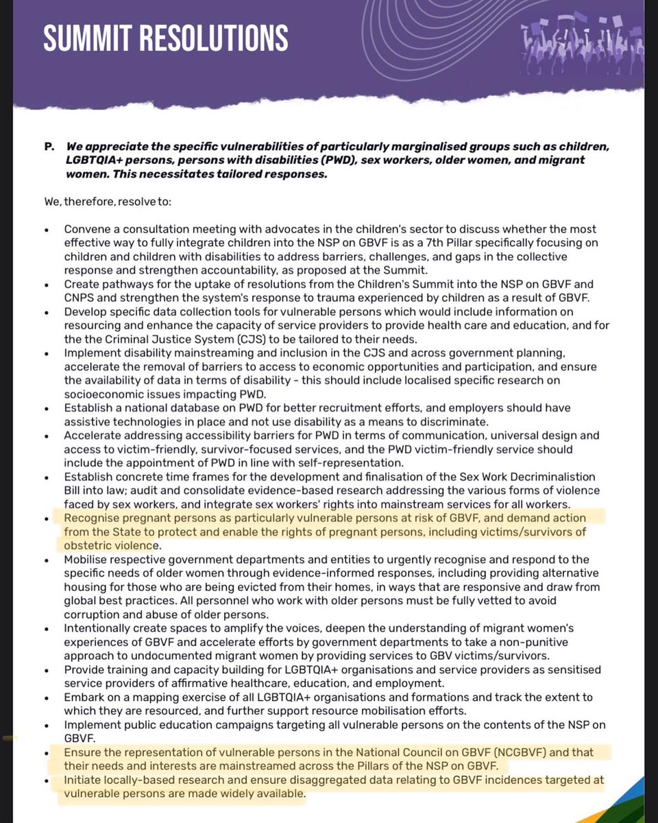 EmbraceZA's tweet image. [ANNOUNCEMENT] 🚨We’re excited to announce that obstetric violence has been recognised in the resolutions of the 2nd Presidential Summit on GBV. 

Read the resolutions here 🔗 : bit.ly/3FNK8f9

#obstetricviolenceisGBV #16Days #Movementformothers