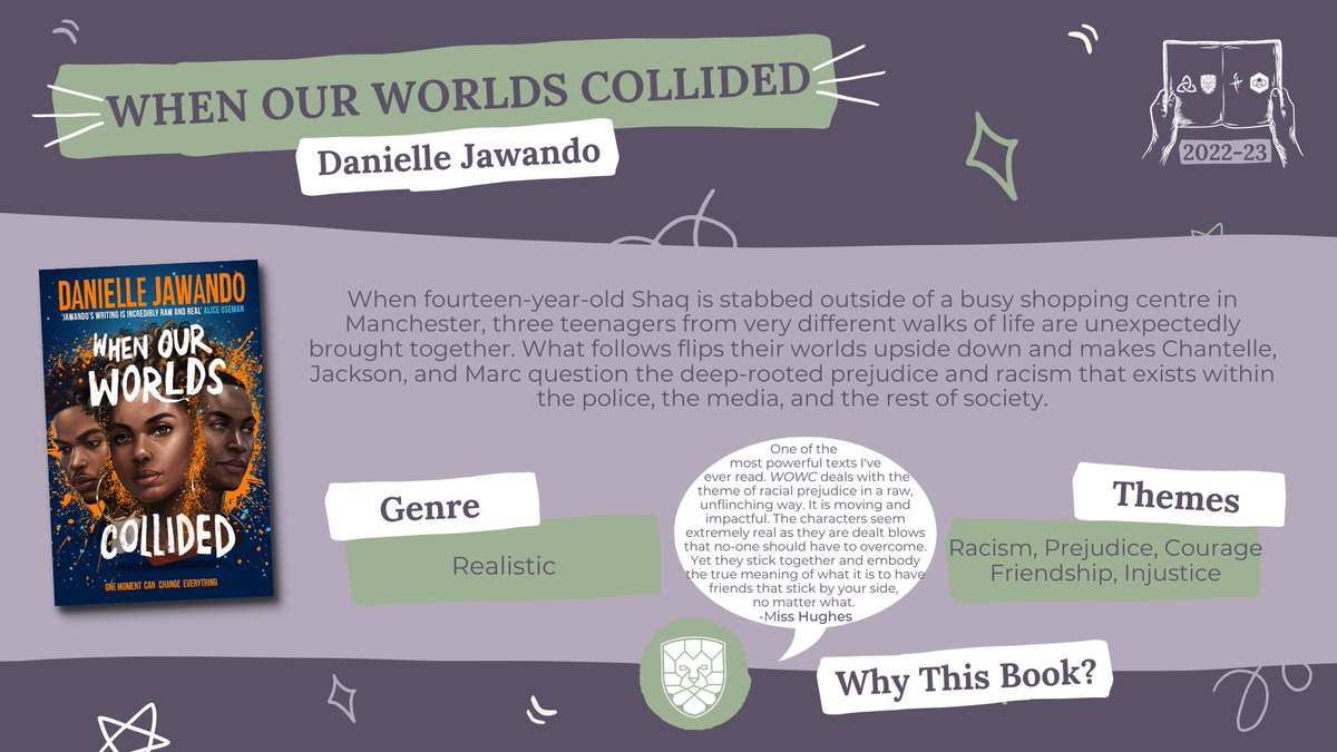 HGHS_Library's tweet photo. Danielle Jawando's, WHEN OUR WORLDS COLLIDED, is next on our list, and @HGHS_Library own nomination!

Set in Manchester, WOWC follows three teenagers brought together by a tragic event. 

This is a powerful, hard-hitting, affecting novel that will stay with you for a long time. https://t.co/GNCFSr4HNa