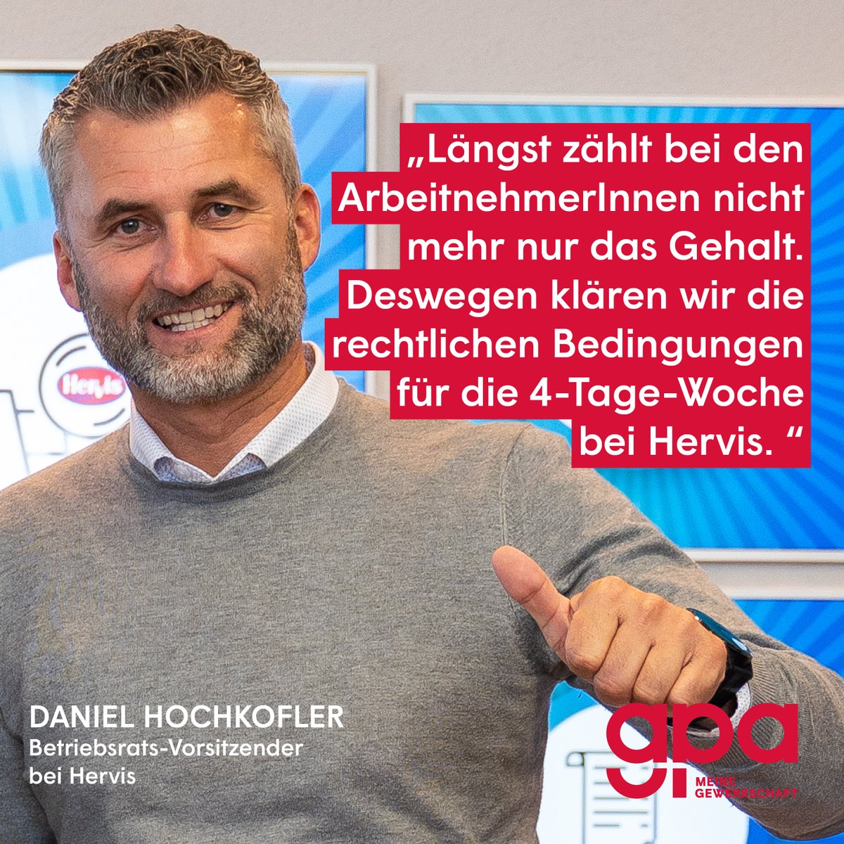 GewerkschaftGPA's tweet photo. Seit 52 Jahren gibt es in Österreich die Sportgeschäft-Kette #Hervis. 52 Jahre lang gab es keinen #Betriebsrat. Dann hat Daniel Hochkofler einen gegründet. Wie ihm das gelungen ist und was er sonst noch plant, erfährst du hier ▶https://t.co/Uc4iuAbh2z #4TageWoche https://t.co/BkTff6Ru4v