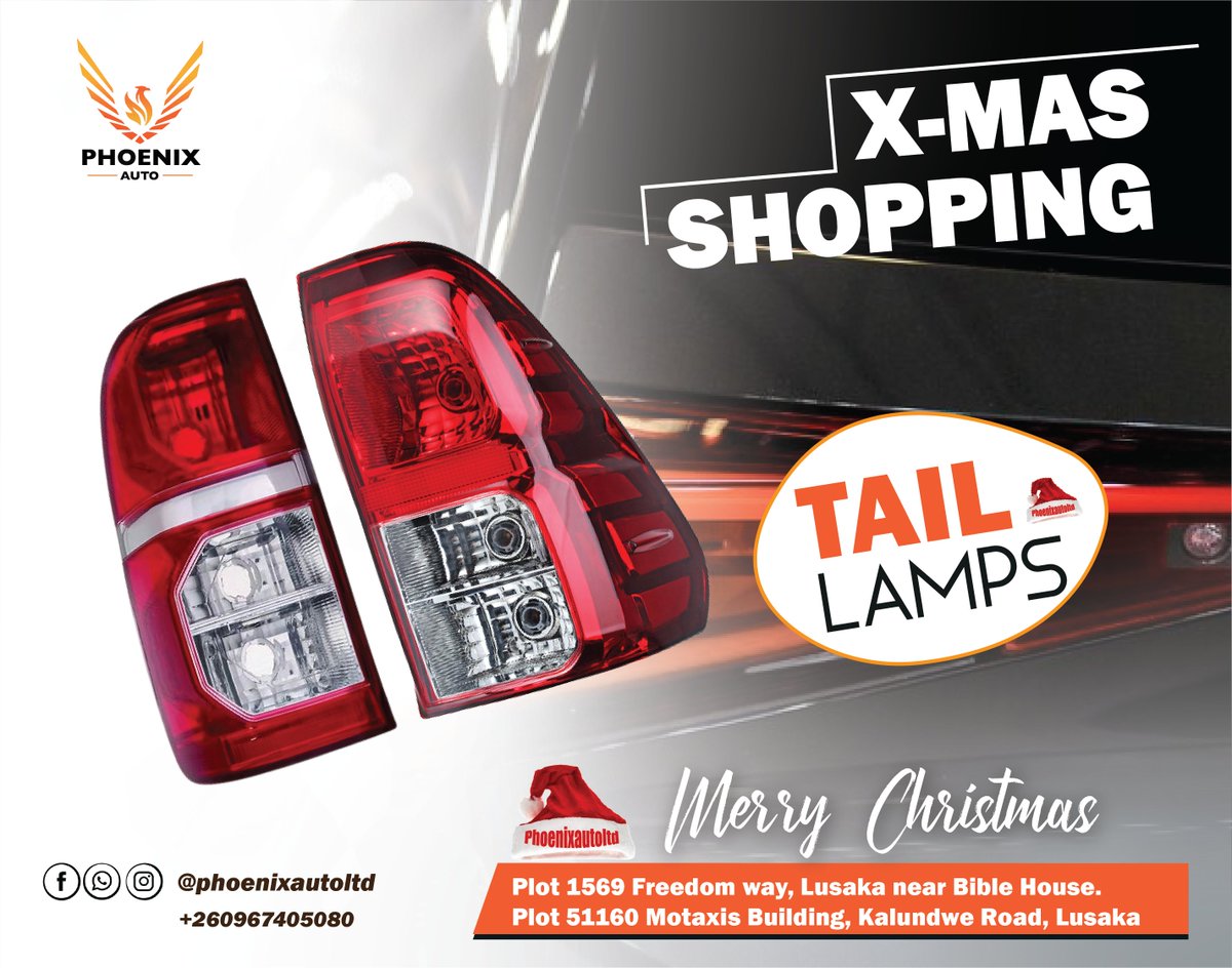 PhoenixAutoLtd's tweet photo. Drive safely with Tail Lamps. They are available.
SHOP WITH US this Christmas season.
#Taillamp #betterlighting
#christmasmood #christmasjoy. https://t.co/JJI8gxOT1H