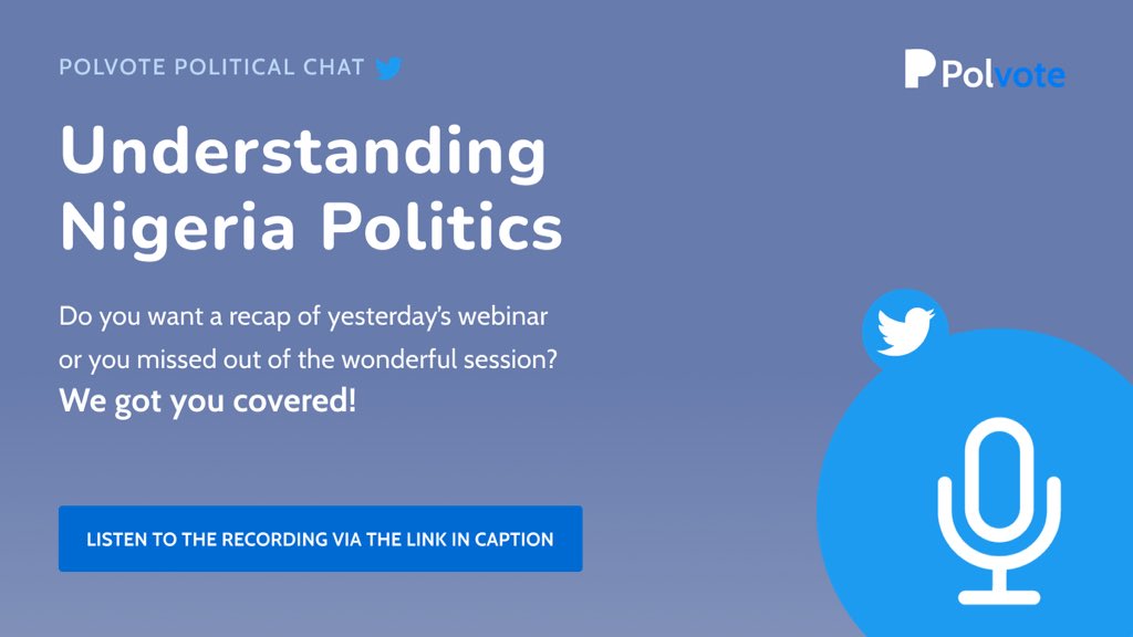 PolvoteOfficial's tweet photo. In case you weren’t able to attend our political chat webinar, we have good news for you. 

We made sure every bit of the event was recorded and here’s the link👇
https://t.co/OkwMdjo9rf…

We look forward to having you join us subsequent times!

#polvote #politicalchat #webinar https://t.co/4NAvtB0tbF