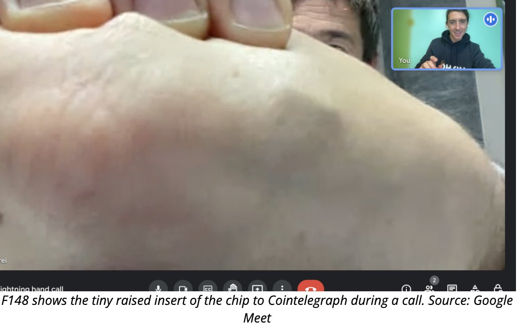 Bitcoin is gonna win 🏆 

Why?

Coz Bitcoiners like <a href="/f418_me/">f418.me</a> do crazy things like insert chips into their hands to make payments ⚡️

I first met F418 at the bar during <a href="/LuganoPlanB/">Lugano Plan ₿</a>. He showed me his hand. I couldn't quite believe it. 

3 months later, here's his wild invention