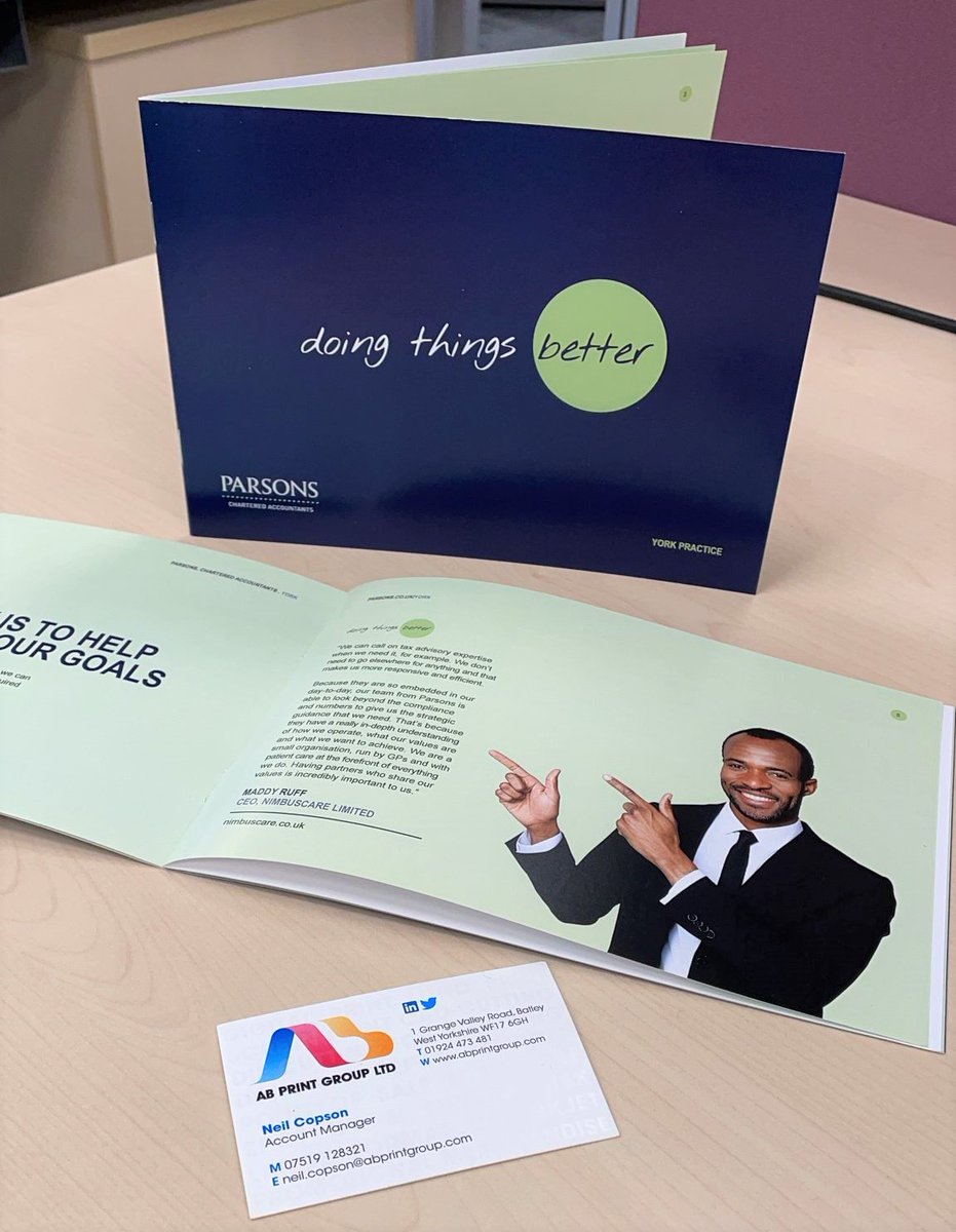 Parsons Chartered Accountants (@parsonsacc) on Twitter photo Our new Parsons York brochures went out for delivery this week!
A huge thank you to Paul Taylor at Designed By Duo for the professional & clean design, & also to <a href="/ABPrintGroup/">AB Print Group Ltd</a> for bringing these to life!
Be sure to check out our digital brochure here: bit.ly/3Yikari Our new Parsons York brochures went out for delivery this week!
A huge thank you to Paul Taylor at Designed By Duo for the professional & clean design, & also to <a href="/ABPrintGroup/">AB Print Group Ltd</a> for bringing these to life!
Be sure to check out our digital brochure here: bit.ly/3Yikari