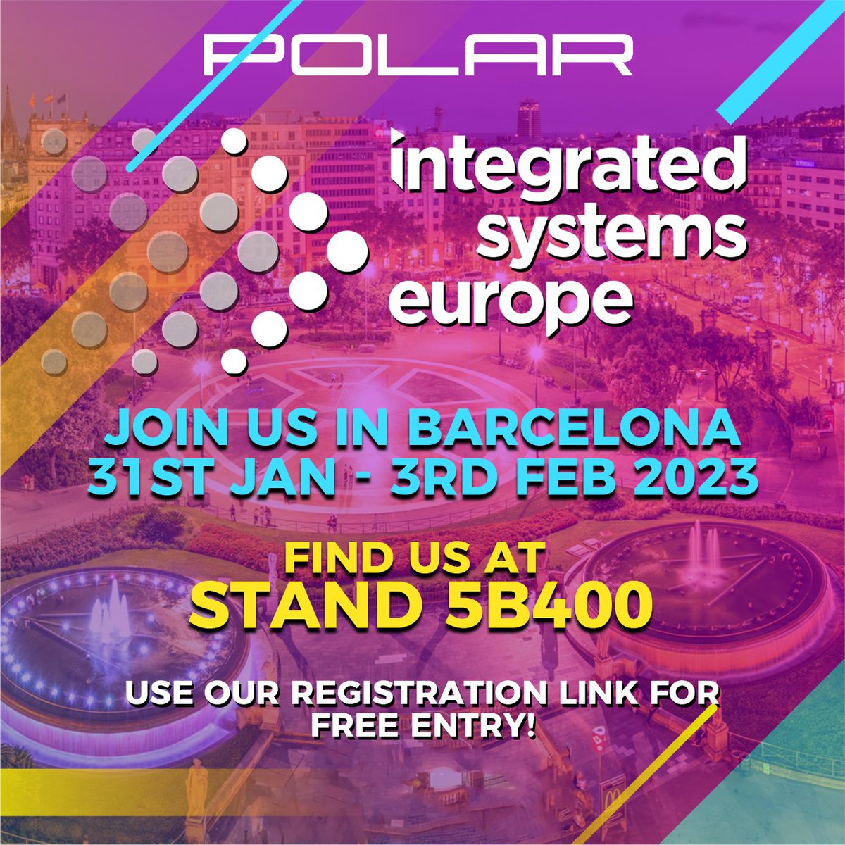 POLAR will be exhibiting at Integrated Solutions Europe 2023 from 31st January 2023 to 3rd February 2023 at the Gran Via in Fira Barcelona. 

Use our registration link for free entry: registration.firabarcelona.com/?cod_prom=KF9Y…