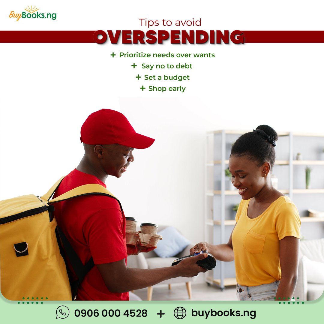 Buybooksng's tweet photo. Tips To Avoid Overspending This Festive Period

1 Prioritize Needs Over Wants. 
2 Say no to Debt.
3 Set a Budget. 
4 Shop Early. 

The festive season is here and spending wisely is advised, enjoy the season without running into debt. 

#avoidoverspending
#buybooksng https://t.co/wi9ykY5nUO