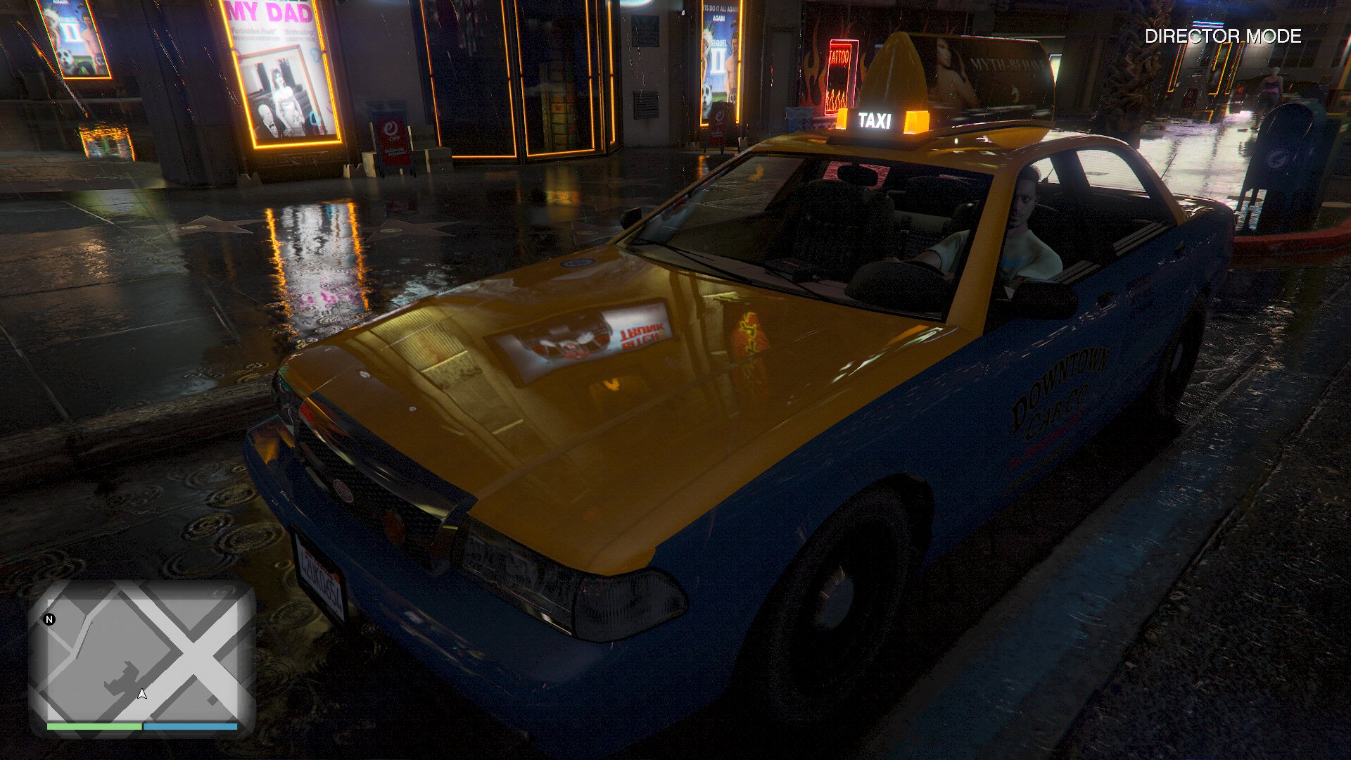 Ray Tracing no GTA 5 aplicado no táxi.