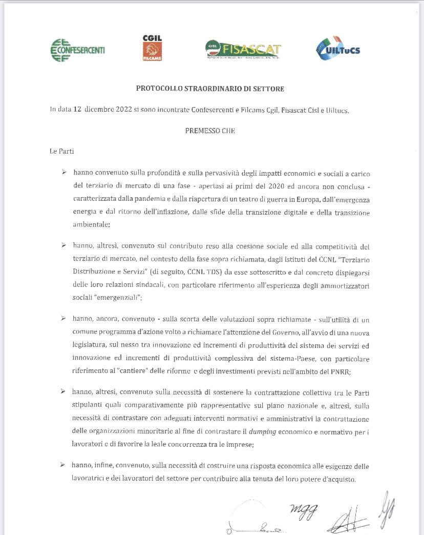 MicheleFaioli's tweet photo. Rinnovo #CCNLTerziario 2022. Importante per il paese @FilcamsCgil @FisascatCisl73 @uiltucs @cnel_it https://t.co/5gxfqKUP4e