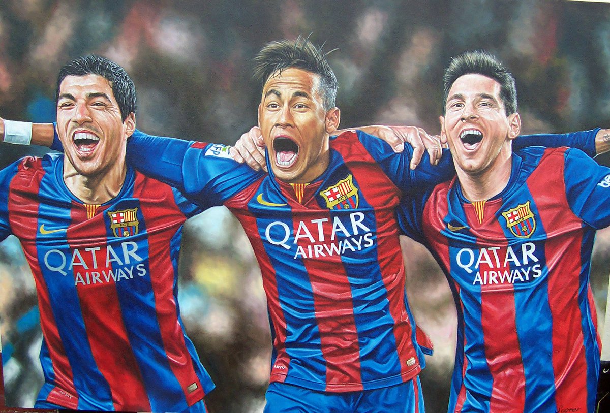 markscorerart's tweet photo. Messi, Neymar, and Suarez - original unframed oil on canvas- free UK delivery https://t.co/dat82A5PmA via @Etsy https://t.co/od4L9OopGB