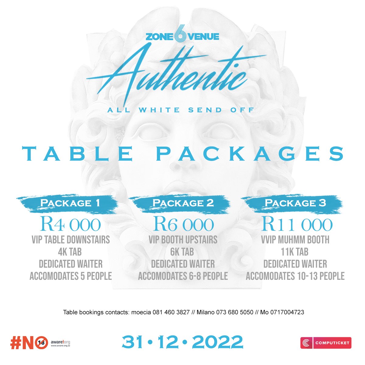 SbuDaBuddist's tweet photo. Table bookings for #Allwhitesendoff at @Zone6Venue are here. Cc @Czar_Mo https://t.co/CAm3BH7Fza